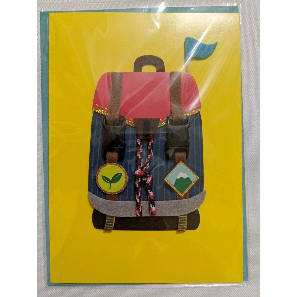4/$20 Burgoyne Blank Happy Birthday Greeting Card backpack buckle travel 3d